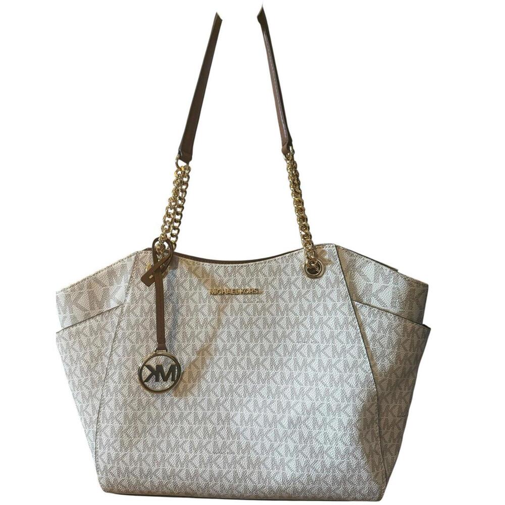 Michael Kors Bag Purse Jet Set Travel Chain LG Shlder Tote Vanilla